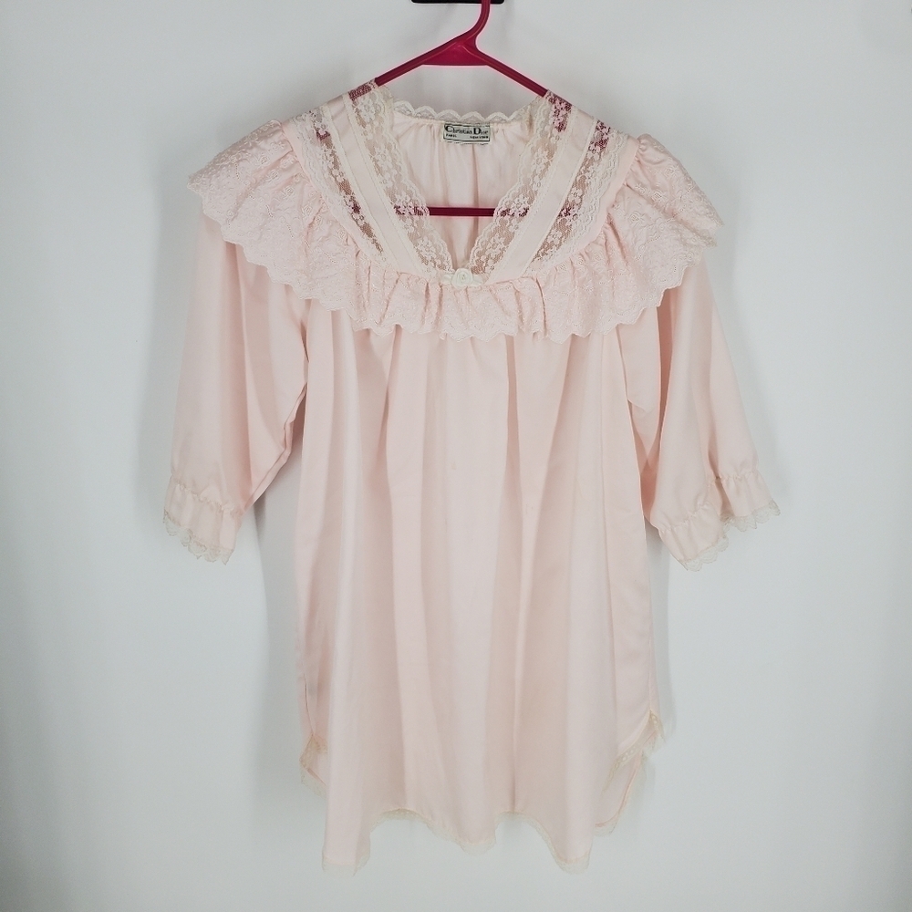 Christian Dior Vintage 100% Polyester Youth Nightgown Set Size 6 Pink - Picture 8 of 8